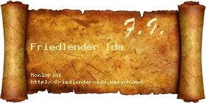Friedlender Ida névjegykártya